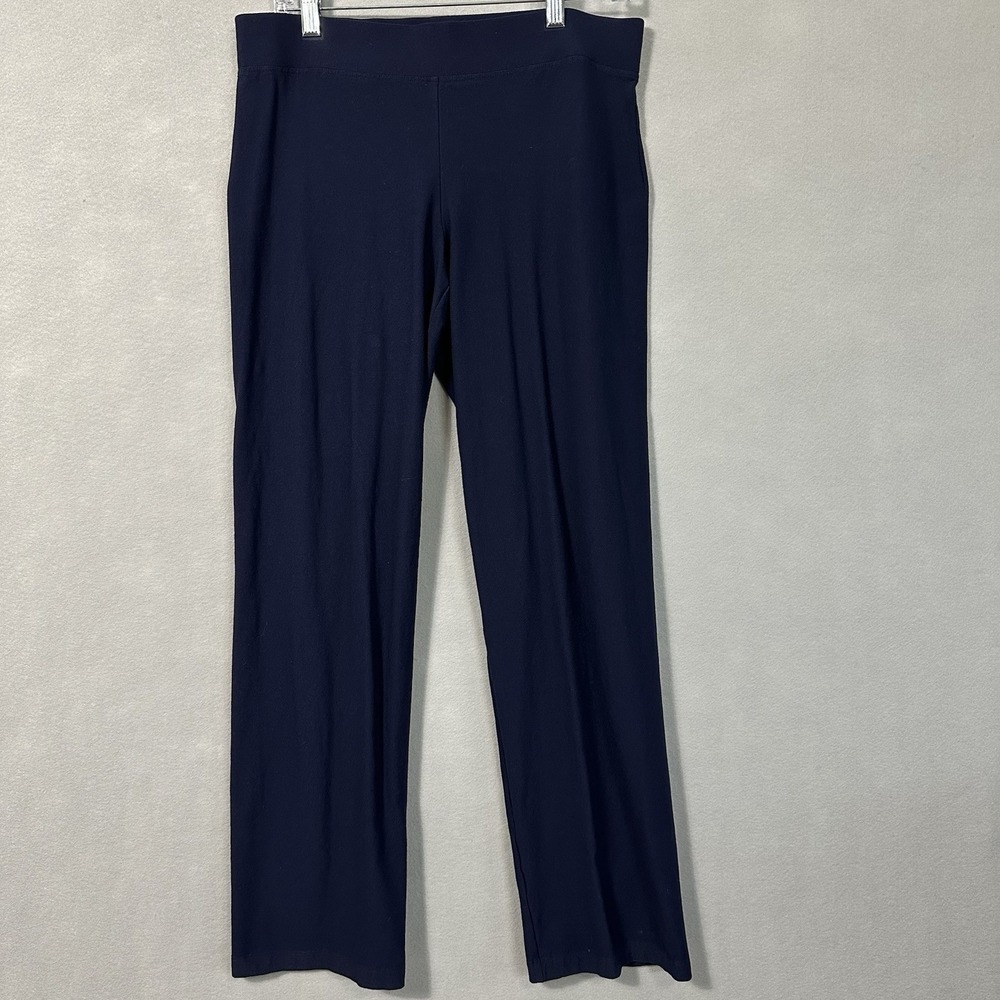 Eileen Fisher Pull On Pants Blue Ponte Knit Stretch Capsule Travel Womens Medium